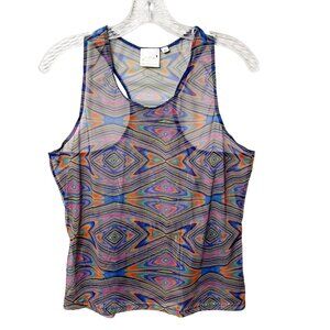 Vintage Terry Cycling Mesh Sleeveless Tank Top Shirt Bike Jersey Sz L Colorful